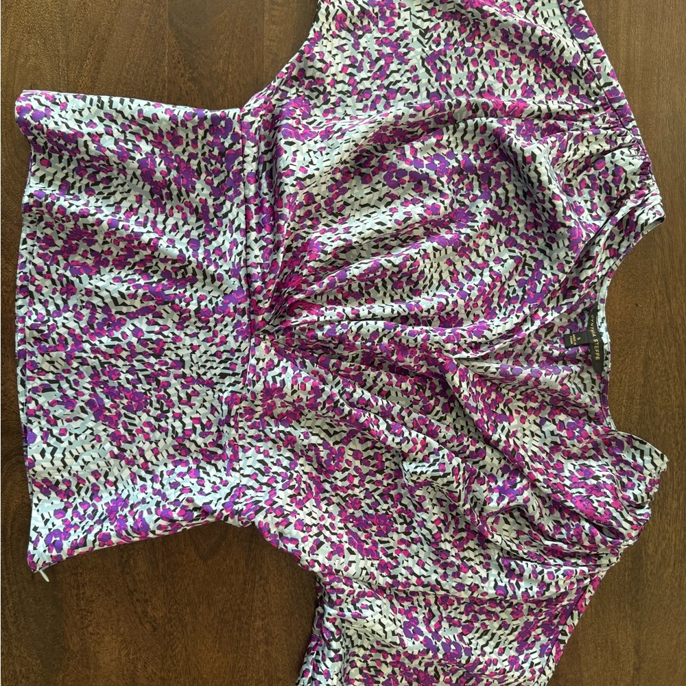 Cynthia Steffe Purple and Gray Geometric Blouse